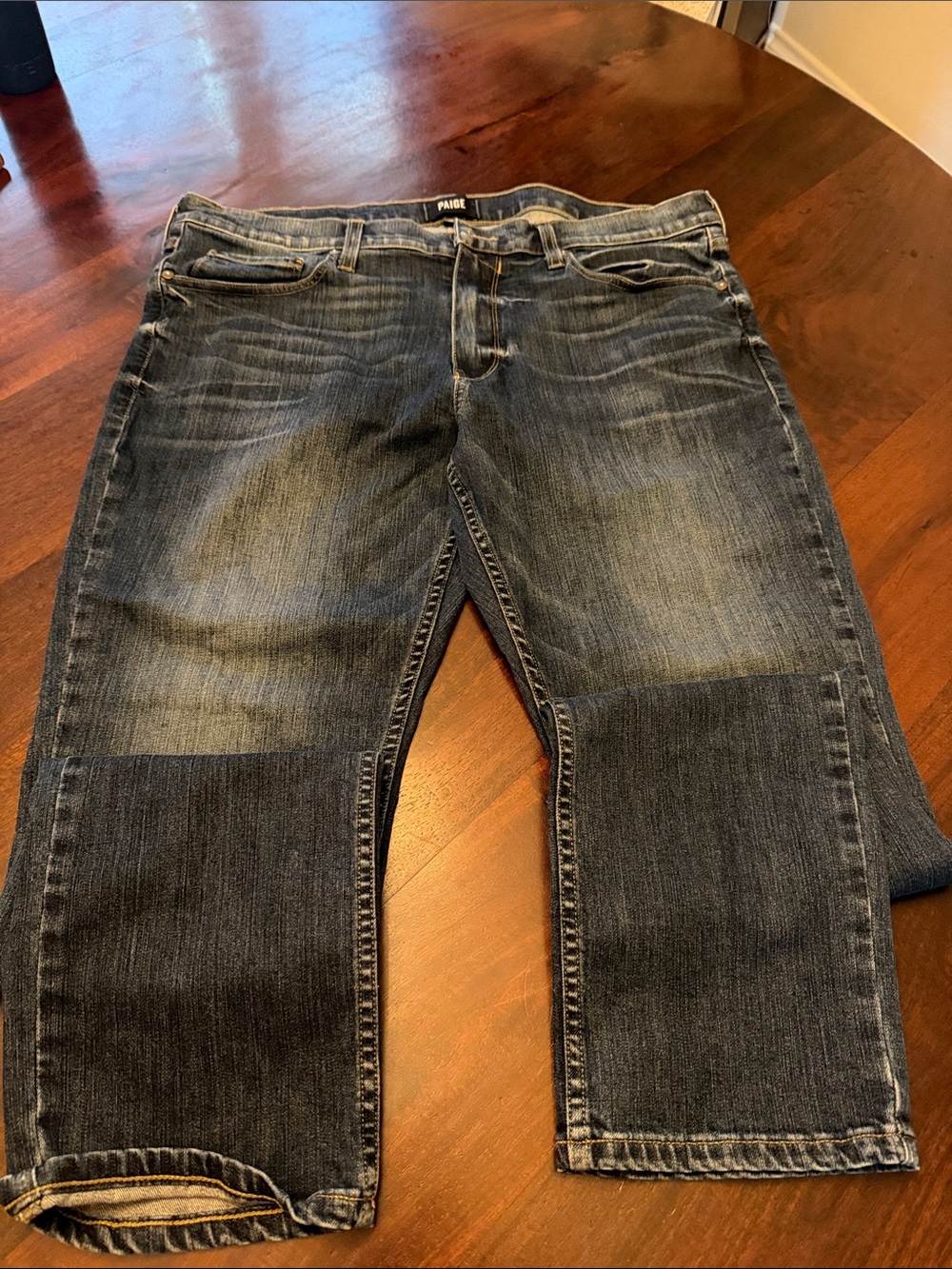 PAIGE Men’s Faded Dark Blue Relaxed Jeans